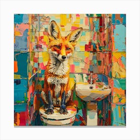 Fox In The Bathroom Canvas Print