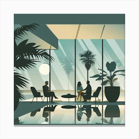 Silhouettes Of People At The Office Canvas Print