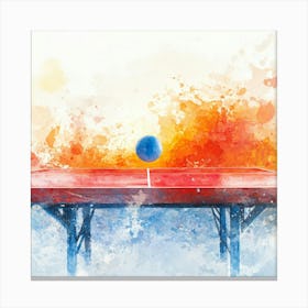 Ping Pong Table Watercolor Illustration Canvas Print