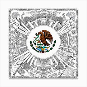 Mexico Flag Coloring Page 3 Canvas Print