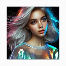 Girl With Silver Hair 1 Canvas Print