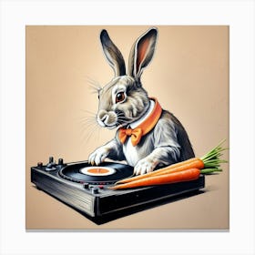 Rabbit On Turntable 1 Canvas Print