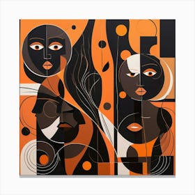 Abstract Painting, Black And Orange Canvas Print