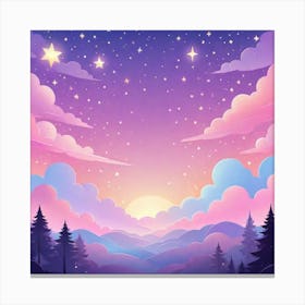 Sky With Twinkling Stars In Pastel Colors Square Composition 12 Canvas Print