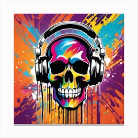 Skull With Headphones 69 Canvas Print