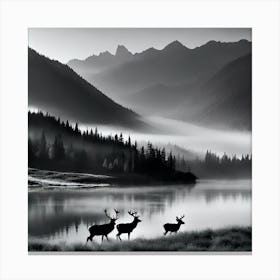 Deer In The Mist 3 Canvas Print