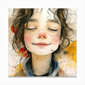 Girl With Curly Hair Canvas Print