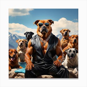 Man With Dogs Canvas Print