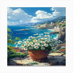 Daisies In A Pot Canvas Print