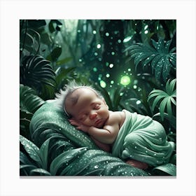 Baby Sleeping In The Jungle Canvas Print