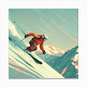 Skier In The Mountains Canvas Print