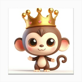 Cute Monkey With A Crown Canvas Print