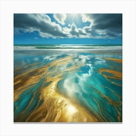 Sunlit Reflections on Golden Beach 3 Canvas Print