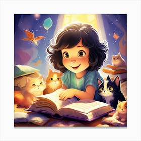 Childrens Book Illustration Of A Cat Canvas Print