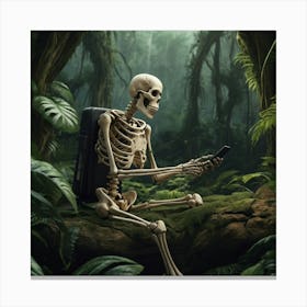 Skeleton In The Jungle Canvas Print