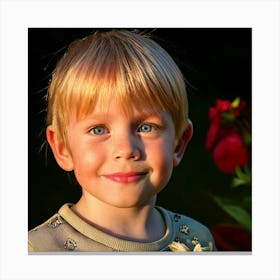 Firefly Strawberry Blond, Little Boy, Blue Eyes, Freckles, Nose, Child, Portrait, Adorable, Natural, (9) Canvas Print