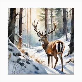 Deer In The Woods 70 Canvas Print