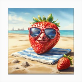 Strawberry On The Beach 1 Canvas Print