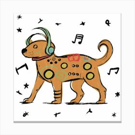 Dog Listening To Music Canvas Print