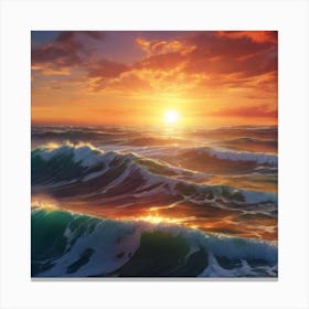 Sunset Over The Ocean Canvas Print