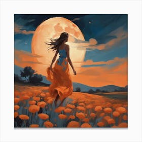 Dancing Under The Moon A Phoenician Inspired Painting Of Graceful Movement (2) Canvas Print