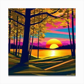 Sunset In The Woods 5 Canvas Print