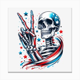 Peace Sign Skeleton 1 Canvas Print