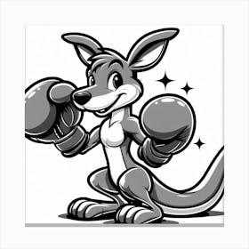 Cartoon Kangaroo With Boxing Gloves Canvas Print