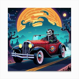 Skeleton In A Car 2 Canvas Print