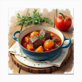 Stew With Meat And Vegetables Canvas Print