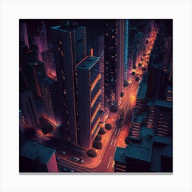 Cityscape At Night Abstract Landscape landmark Canvas Print