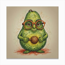 Avocado With Glasses Canvas Print