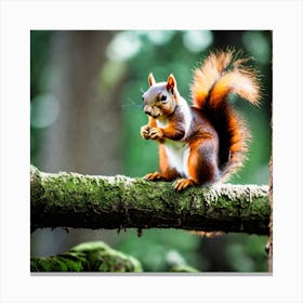 Red Squirrel In The Forest 18 Canvas Print