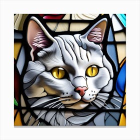Cat, Pop Art 3D stained glass cat superhero limited edition 20/60 Canvas Print