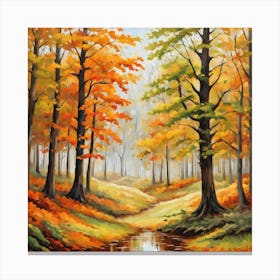 Forest In Autumn In Minimalist Style Square Composition 126 Canvas Print