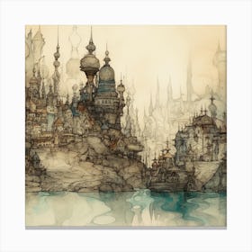 Water Kingdom Fantasy Watercolor Canvas Print