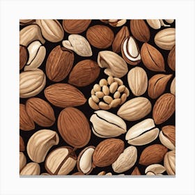 Almonds On A Black Background 19 Canvas Print