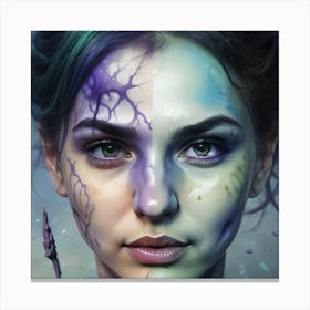 Woman With Purple And Blue Makeup Canvas Print