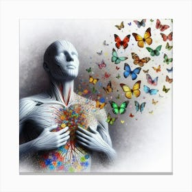 Heart With Butterflies Canvas Print