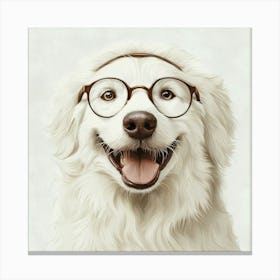 Portrait Of A Dog Wearing Glasses 3 Canvas Print