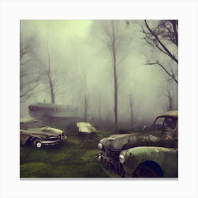 Abandoned Cars In The Woods 1 Canvas Print