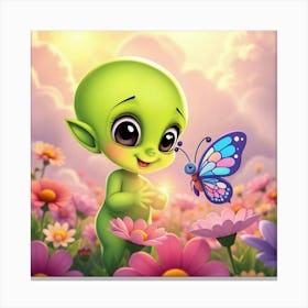 Alien Baby With Butterfly Canvas Print