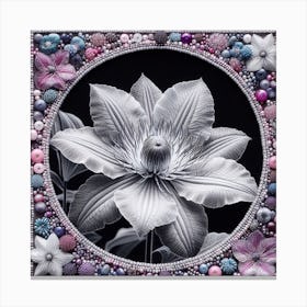 Clematis embroidered with beads 2 Canvas Print