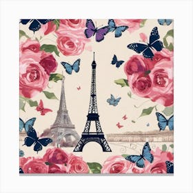 Paris Roses And Butterflies 23 Canvas Print