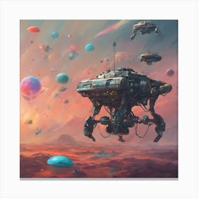 Spaceships And Planets Canvas Print