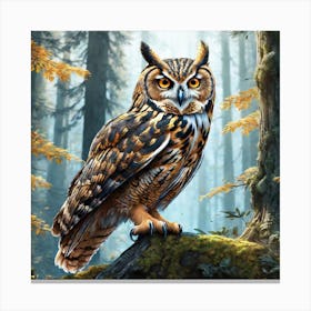 Owl In The Forest 205 Canvas Print