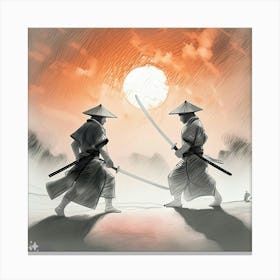 Samurai duel in the sunset  Canvas Print