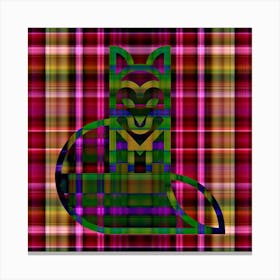 Cat On Plaid Canvas Print