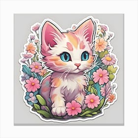 Kitten Fantasy Flowers Canvas Print