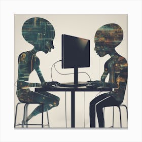 Aliens On Computer Canvas Print